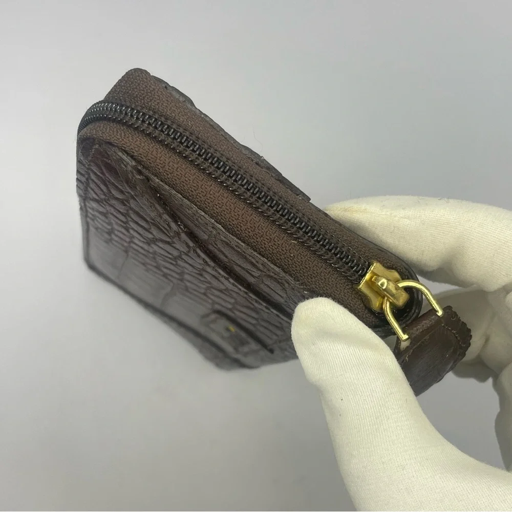 Y2K Holii Brown Embossed Leather Wallet With Antiqued Gold Hardware